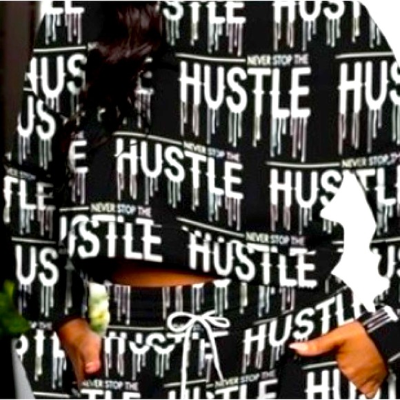 HUSTLE Long Sleeve W/ Ties On The Cuffs Long Crop Shirt & Wide Leg Outfit - Picture 4 of 8